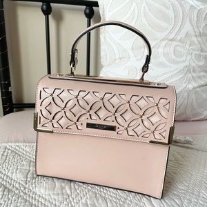DUNE LONDON Satchel Handbag Purse + Wallet Pink Faux Leather eyelet